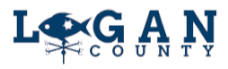 The Logan County log, featuring a fish and weather vane icons to replace the 'O' in 'Logan'.